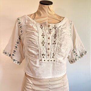 Embroidered White Women's Top Free People